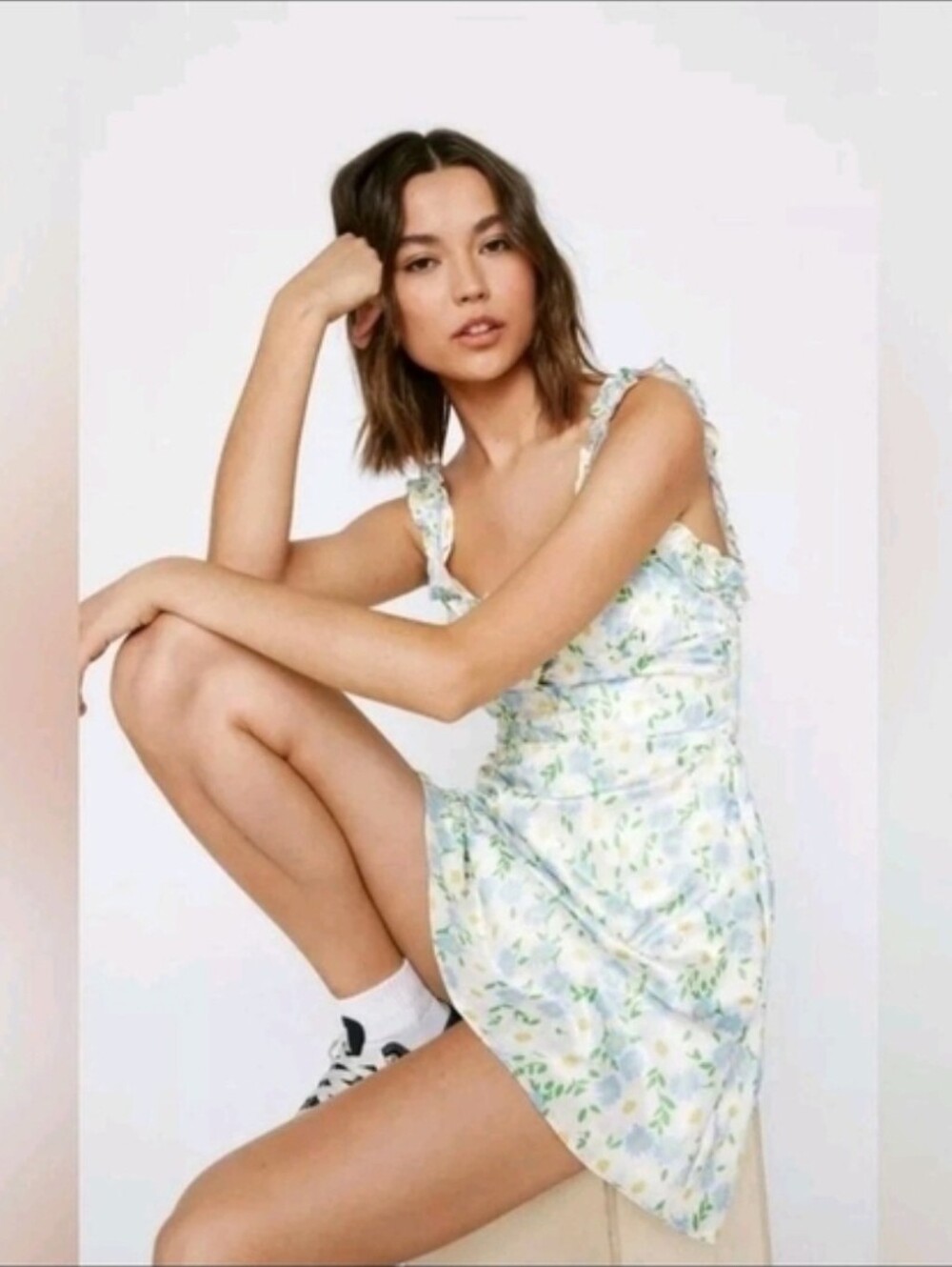 NWOT Zara Size S Cream Multicolor Floral Sundress Mini